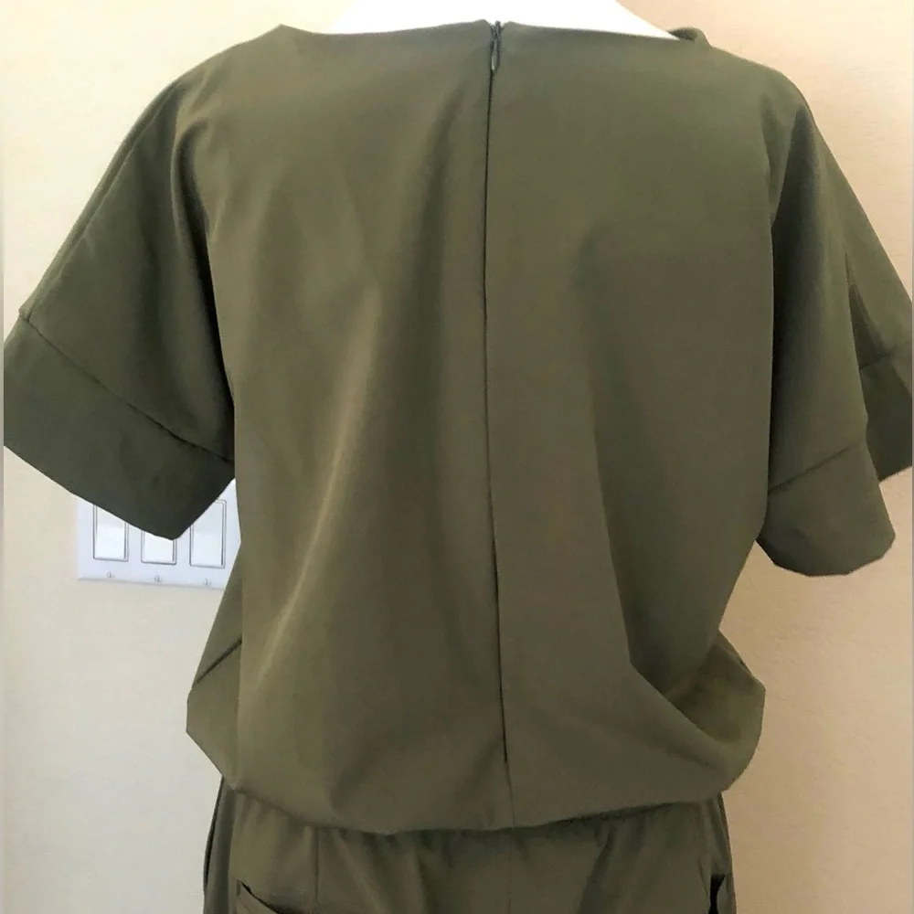 Albion Fit Olive Green Women's Drawstring Jumpsuit - Picture 2 of 14